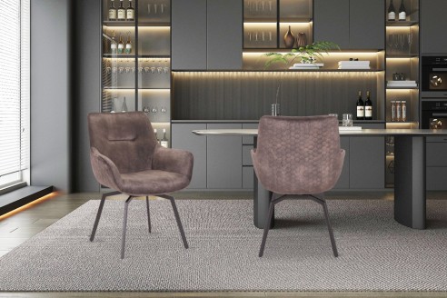 Chaise 'Modest' Pivotant Velours Taupe