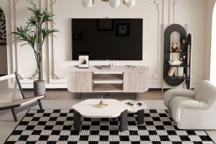 Meuble TV 'Lagos' 160 cm Décor Travertin Beige
