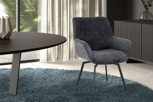 Chaise 'Modest' Pivotant Tissu Fabb Raven 18 Gris foncé