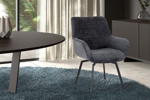 Chaise 'Modest' Pivotant Tissu Fabb Raven 18 Gris foncé