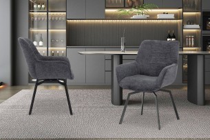 Chaise 'Modest' Pivotant Tissu Fabb Raven 18 Gris foncé