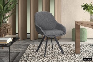 Chaise 'Jan' Tissu Gris Dos PU Gris foncé