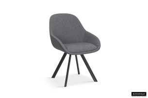 Chaise 'Jan' Tissu Gris Dos PU Gris foncé