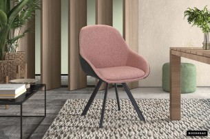 Chaise 'Jan' Tissu Rose Dos PU Gris foncé