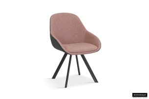 Chaise 'Jan' Tissu Rose Dos PU Gris foncé