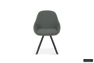 Chaise 'Jan' Tissues Vert Dos PU Cognac
