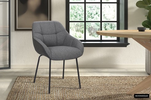 Chaise 'Sem' Tissu Gris Dos PU Gris foncé