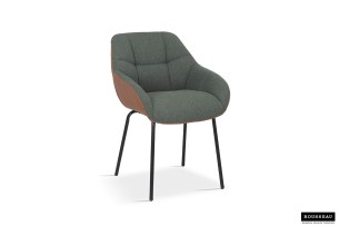 Chaise 'Sem' Tissu Vert Dos PU Cognac