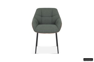 Chaise 'Sem' Tissu Vert Dos PU Cognac