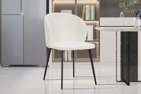 Chaise 'Toledo' Bouclé Blanc