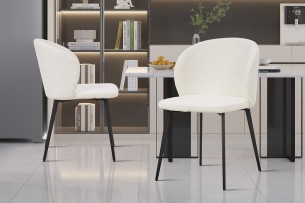 Chaise 'Toledo' Bouclé Blanc