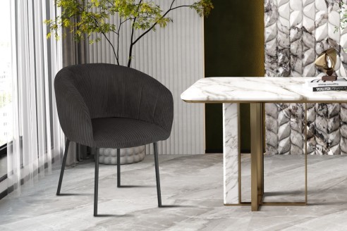 Chaise 'Sevilla' Corduroy Fabb Hyper 16 Gris