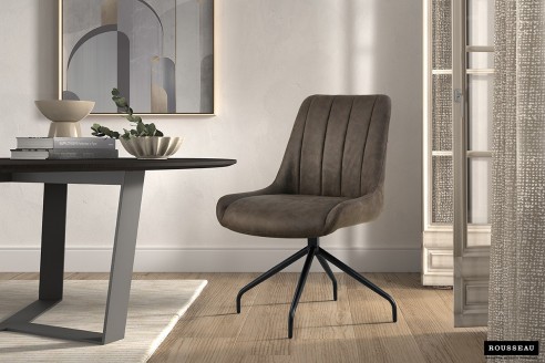 Chaise 'Avila' Pivotant Tissu Brun Gris