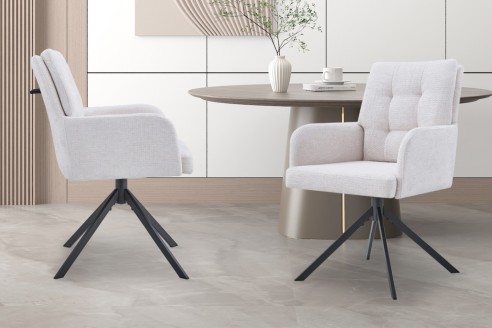 Chaise 'Granada' Pivotant à 0 Tissu Davis Bliss 75-02 Ecru