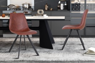 Chaise 'Emma' PU Brun foncé