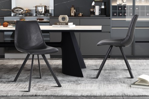 Chaise 'Emma' PU Noir