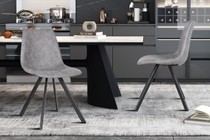 Chaise 'Emma' PU Gris foncé