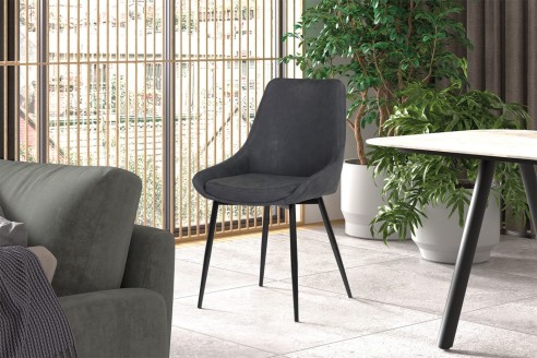 Chaise 'Mirano' PU Gris foncé