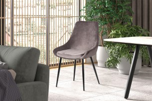 Chaise 'Mirano' Velours Gris