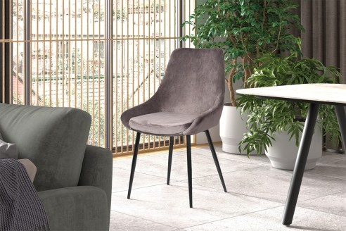 Chaise 'Mirano' Velours Gris