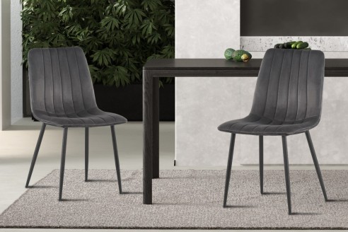 Chaise 'Willis' Velours Gris