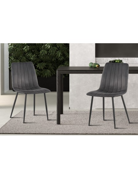 Chaise 'Willis' Velours Gris