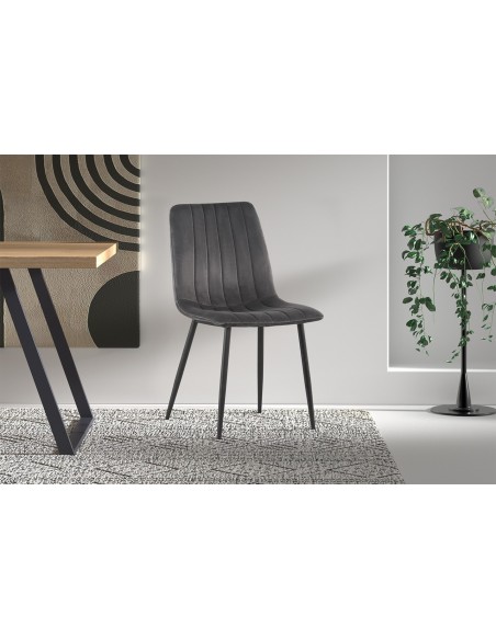 Chaise 'Willis' Velours Gris