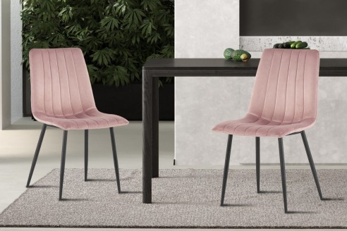 Chaise 'Willis' Velours Rose