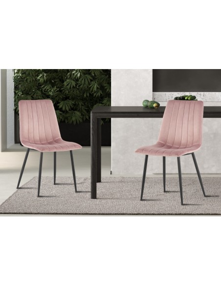 Chaise 'Willis' Velours Rose