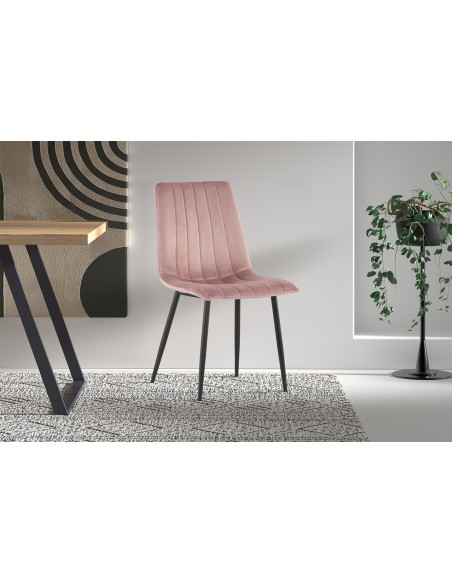 Chaise 'Willis' Velours Rose