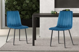 Chaise 'Willis' Velours Bleu