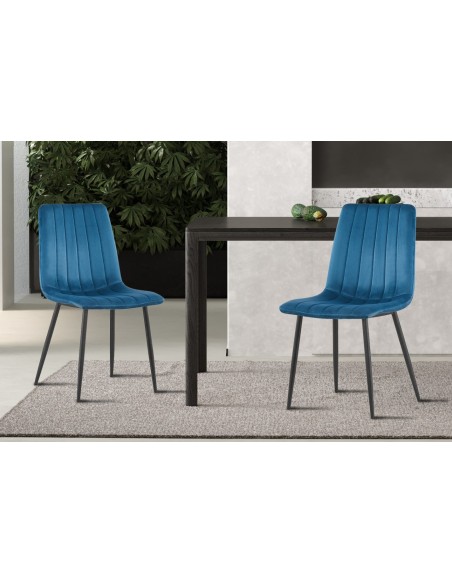 Chaise 'Willis' Velours Bleu