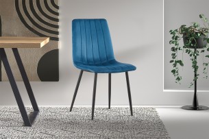 Chaise 'Willis' Velours Bleu