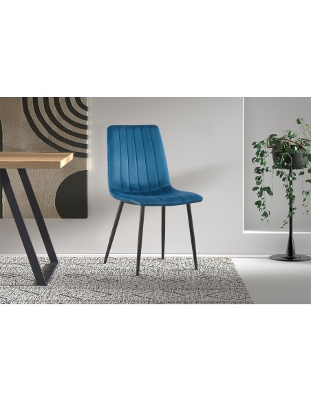 Chaise 'Willis' Velours Bleu