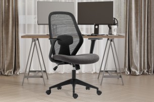Chaise de bureau 'Claude' Mesh Noir/Gris