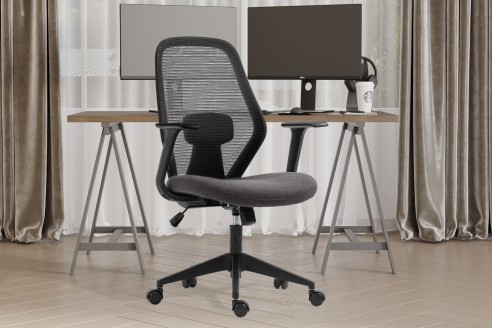 Chaise de bureau 'Claude' Mesh Noir/Gris