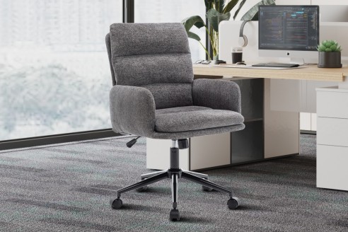 Chaise de bureau 'Aimé' Tissu Fabb Raven 13 Gris foncé