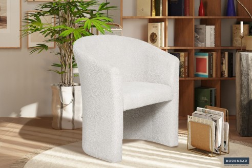 Fauteuil scandinave bouclé sable Charlie | Magasin de meubles Nancy