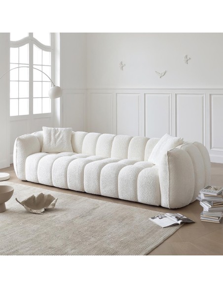 Fau Sofa Set – Canapé bouclé contemporain longiligne | Homelands
