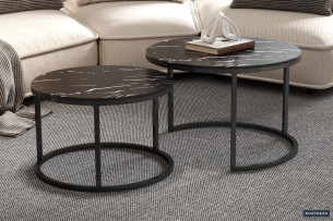 Table basse 'Boston' Décor Verre Marbre Noir