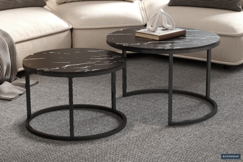 Table basse 'Boston' Décor Verre Marbre Noir