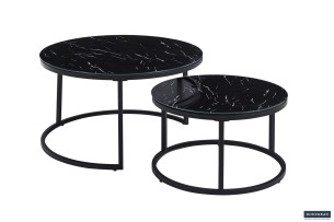 Table basse 'Boston' Décor Verre Marbre Noir