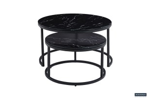 Table basse 'Boston' Décor Verre Marbre Noir