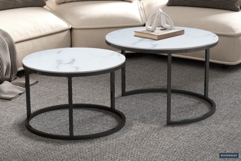 Table basse 'Boston' Décor Verre Marbre Blanc