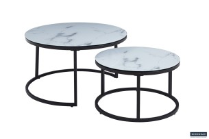 Table basse 'Boston' Décor Verre Marbre Blanc