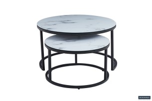 Table basse 'Boston' Décor Verre Marbre Blanc