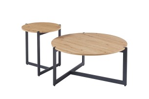 Set de 2 Table basses ''Pola' Décor Chêne vieilli