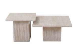 Set de 2 Table basses 'Bobby' Décor travertin Beige