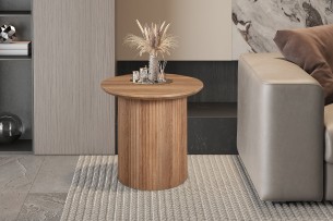 SALE - Table basse 'Lagos' 50 cm Ronde Décor Chêne Vieilli