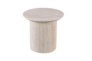 Table basse 'Lagos' 50 cm Ronde Décor Travertin Beige